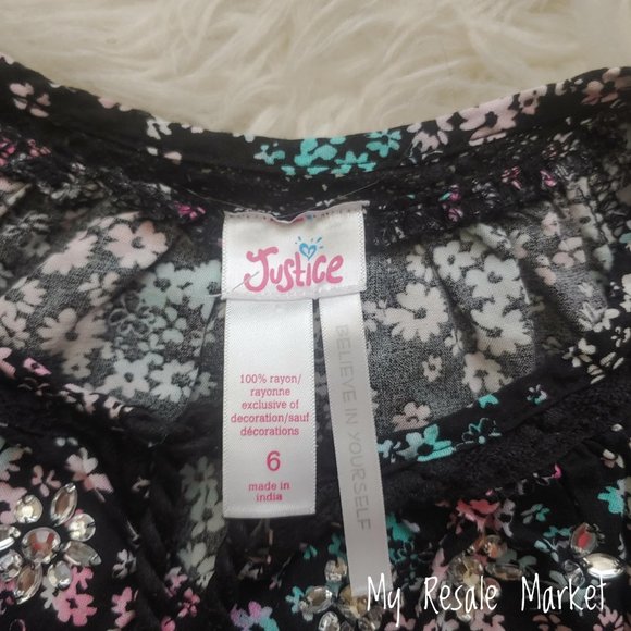 Girl's Floral Blouse Crop Top - Picture 3 of 6